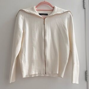 Marc New York Cream Zip-Up Knit Sweater